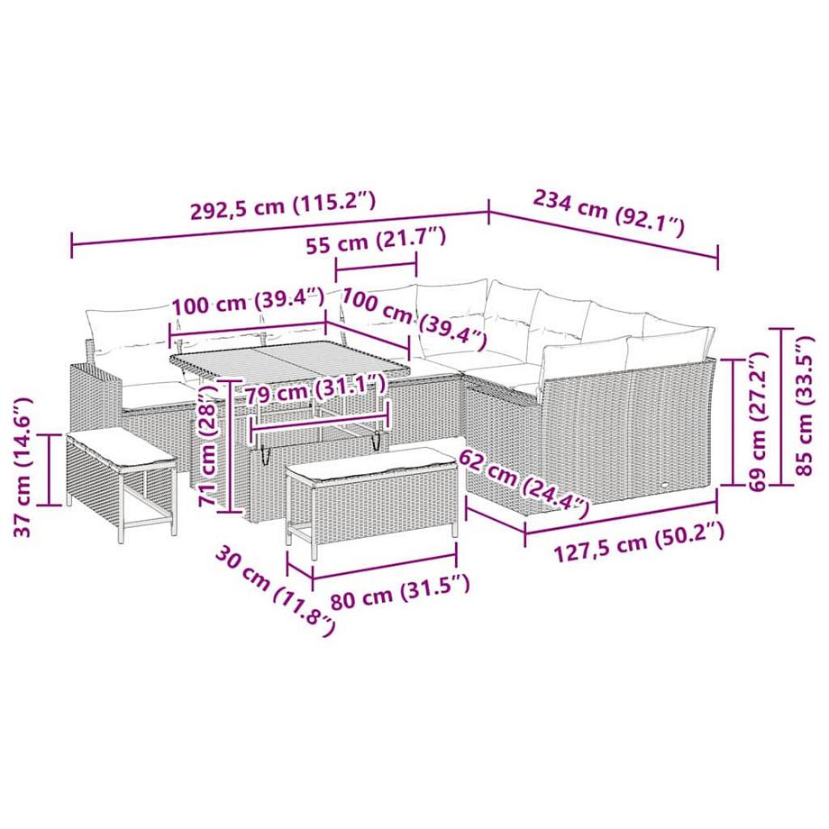 VidaXL Garten-sofa poly-rattan  
