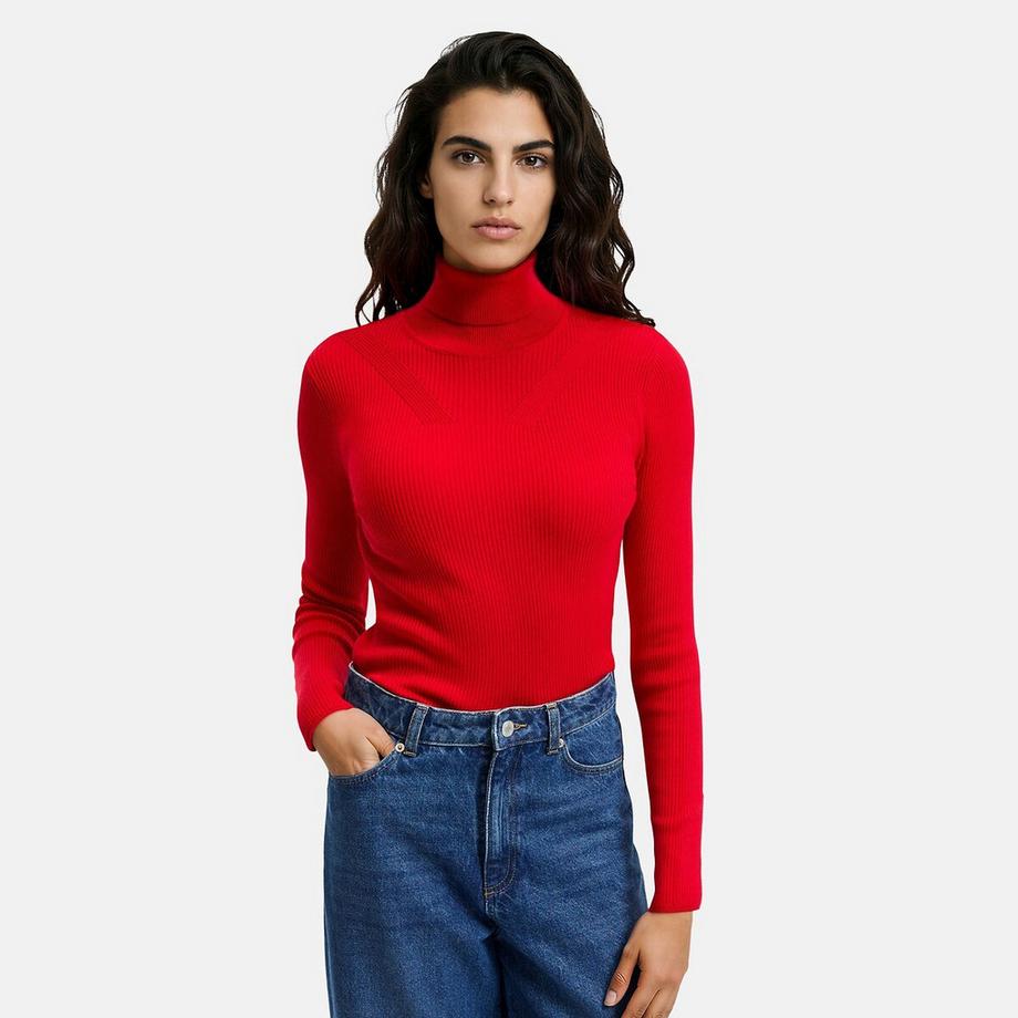 Pull col roulé en fine maille avec fantaisie de maille à l'encolure