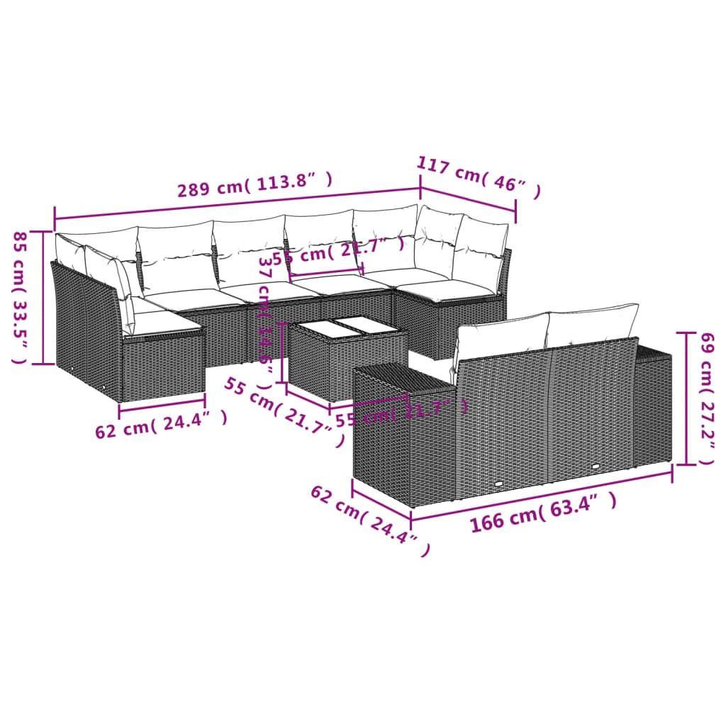 VidaXL Ensemble de canapés de jardin rotin synthétique  