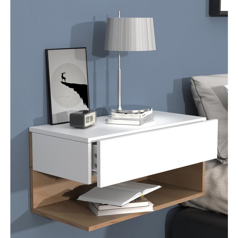 VCM Nachtschrank | Wandschublade | Wandboard | Nachttisch |Maße ca. H. 30 x B. 60 x T. 32 cm - Usal XL 60 cm  