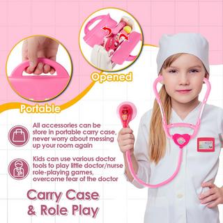 Activity-board  Mallette de médecin, jouet pour enfants, mallette de médecin avec stéthoscope, seringue, etc. 