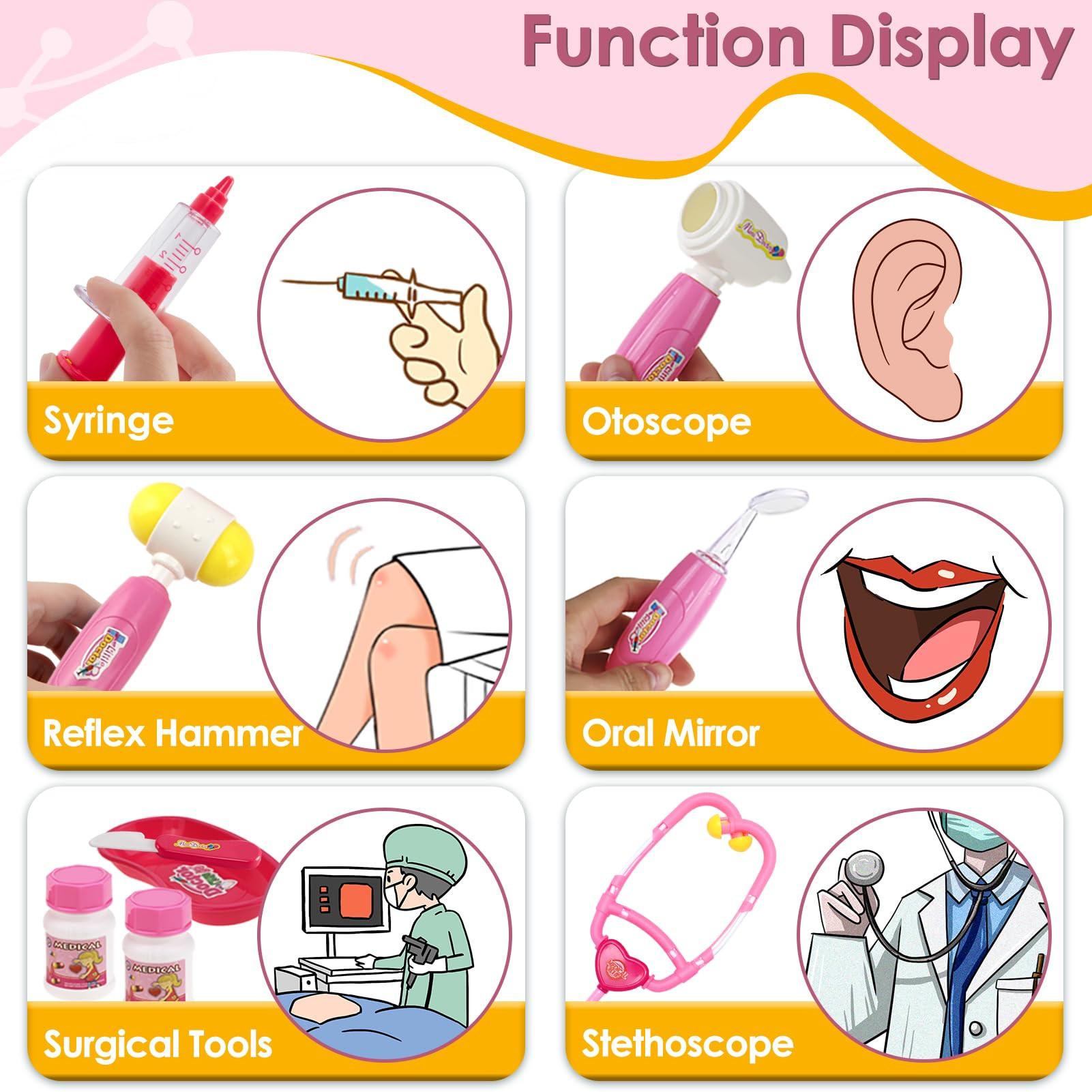 Activity-board  Mallette de médecin, jouet pour enfants, mallette de médecin avec stéthoscope, seringue, etc. 