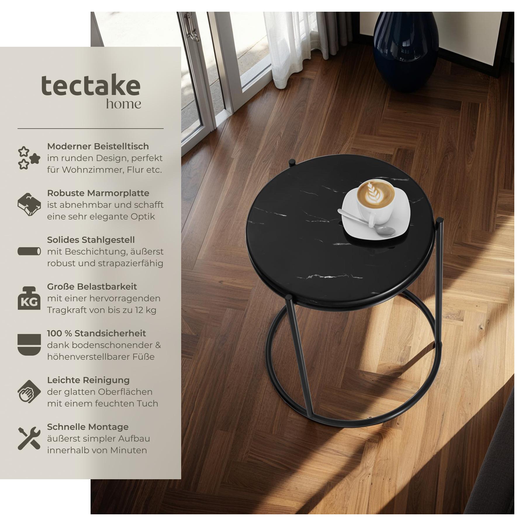 Tectake Tavolino Ellsa Piano pregiato in marmo  