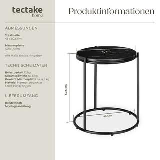 Tectake Tavolino Ellsa Piano pregiato in marmo  