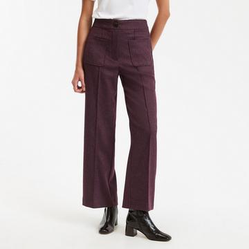 Gerade geschnittene 7/8-Hose mit Fischgrätenmuster