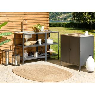 Beliani Outdoor-Kücheninsel mit Spüle aus Stahl Modern VILAMA  