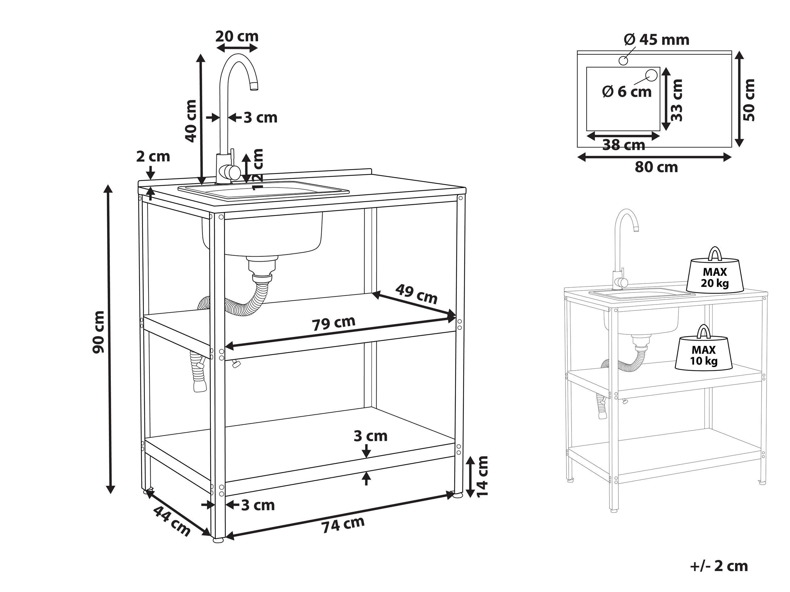 Beliani Outdoor-Kücheninsel mit Spüle aus Stahl Modern VILAMA  