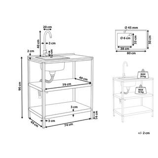 Beliani Outdoor-Kücheninsel mit Spüle aus Stahl Modern VILAMA  