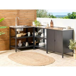 Beliani Outdoor-Kücheninsel mit Spüle aus Stahl Modern VILAMA  