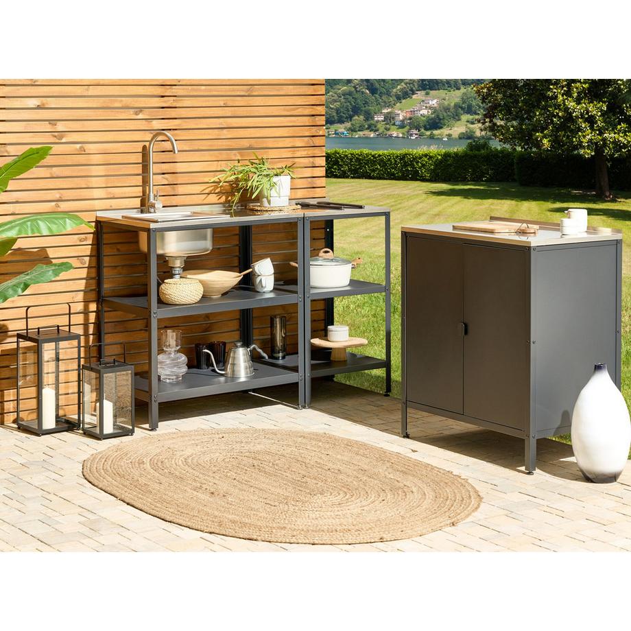 Beliani Outdoor-Kücheninsel mit Spüle aus Stahl Modern VILAMA  
