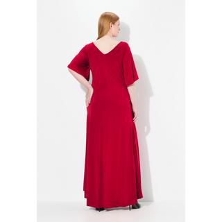 Ulla Popken Robe Maxi Drapée Col V Manches Cloche  