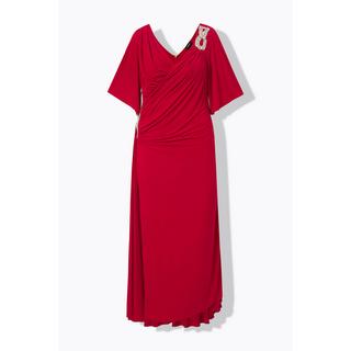 Ulla Popken Robe Maxi Drapée Col V Manches Cloche  