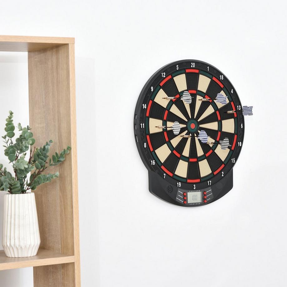 Northio  Elektronische Dartscheibe Dartboard-Set Mit 6 Darts, 30 Dartköpfe, 26 Spiele, 185 Trefferoptionen, Für 8 Spieler, Mehrfarbig 