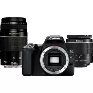 Canon EOS 250D + EF-S 18-55mm f3.5-5.6 III + EF 75-300mm f4-5.6 III SLR-Kamera-Set 24,1 MP CMOS 6000 x 4000 Pixel Schwarz