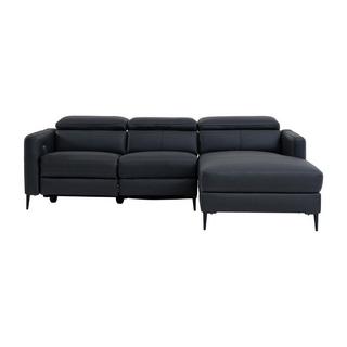 Vente-unique Ecksofa mit elektrischer Relaxfunktion - Ecke rechts - Leder - Schwarz - FUSETA  