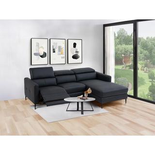 Vente-unique Ecksofa mit elektrischer Relaxfunktion - Ecke rechts - Leder - Schwarz - FUSETA  