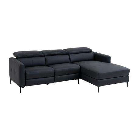 Vente-unique Ecksofa mit elektrischer Relaxfunktion - Ecke rechts - Leder - Schwarz - FUSETA  