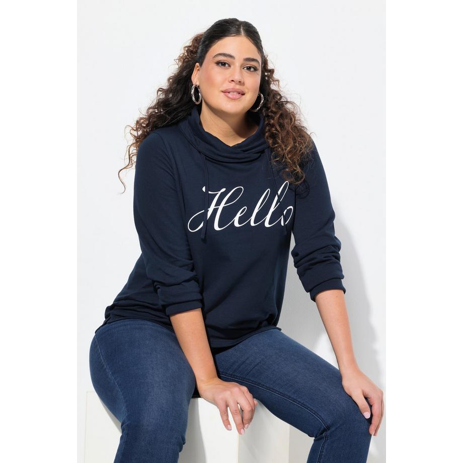 Ulla Popken Sweatshirt Classic Fit Hello Stehkragen  