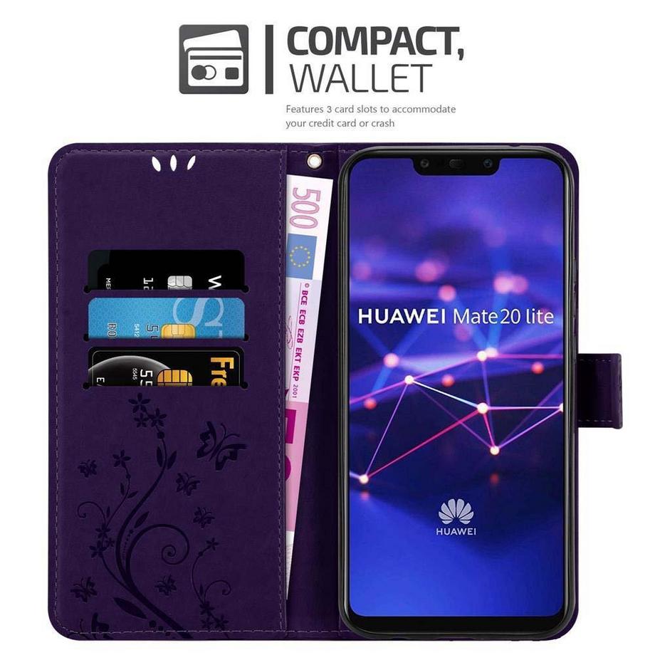 Cadorabo  Hülle für Huawei MATE 20 LITE Blumen Design Magnetverschluss 