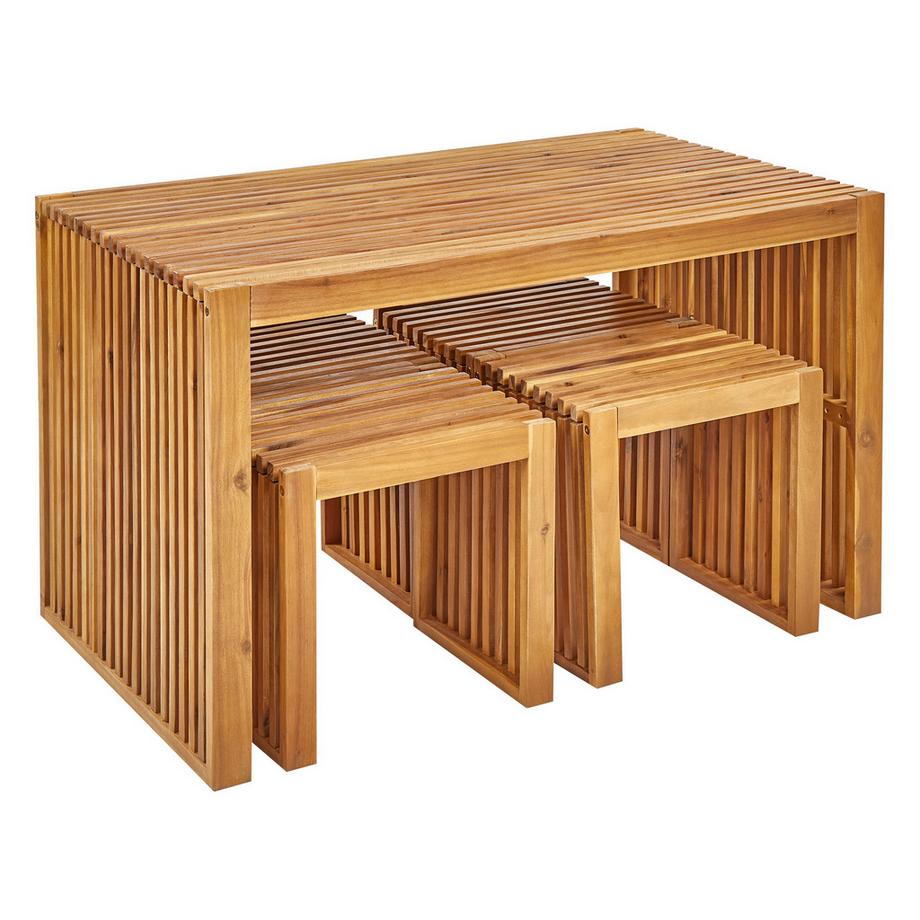 Beliani Tisch mit Stühlen aus Akazienholz Modern BELLANO  