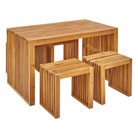 Beliani Tavolo con sedie en Legno d'acacia Moderno BELLANO  