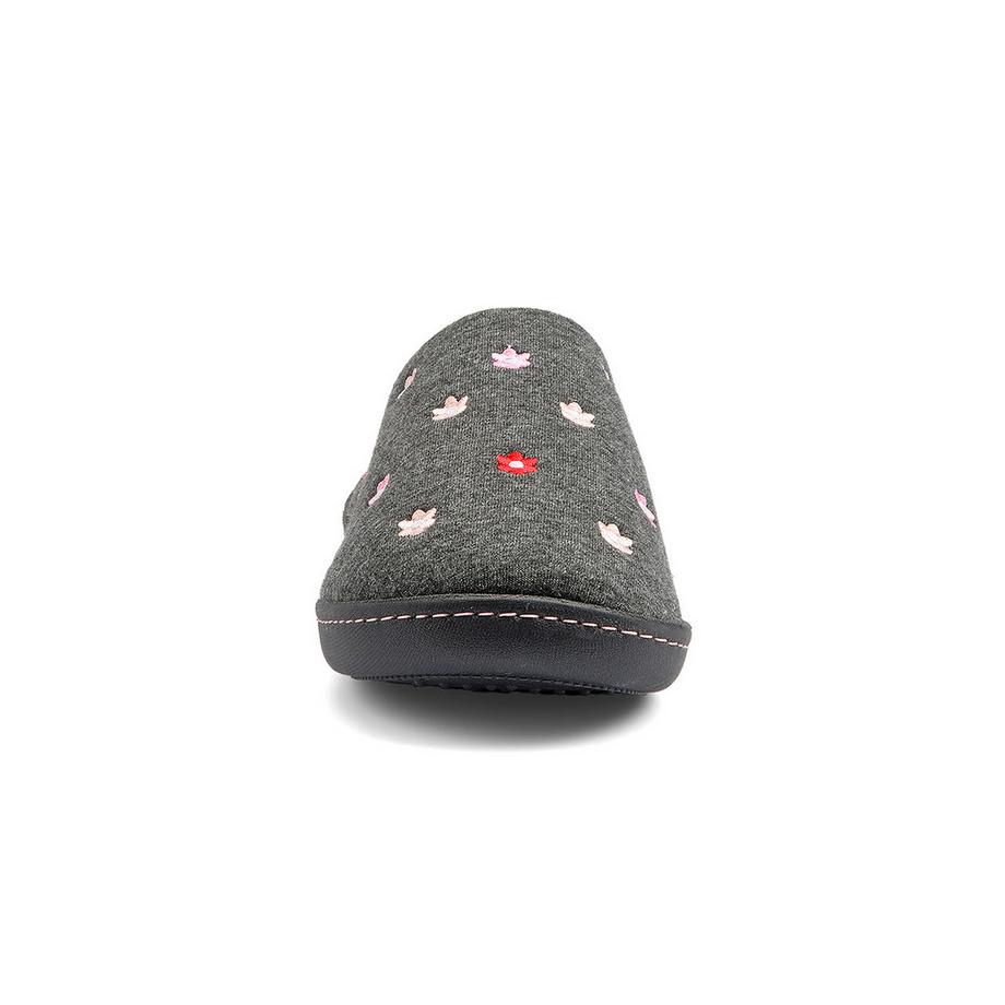 isotoner 97431 Bestickte Hausschuhe mit Blumenmuster  
