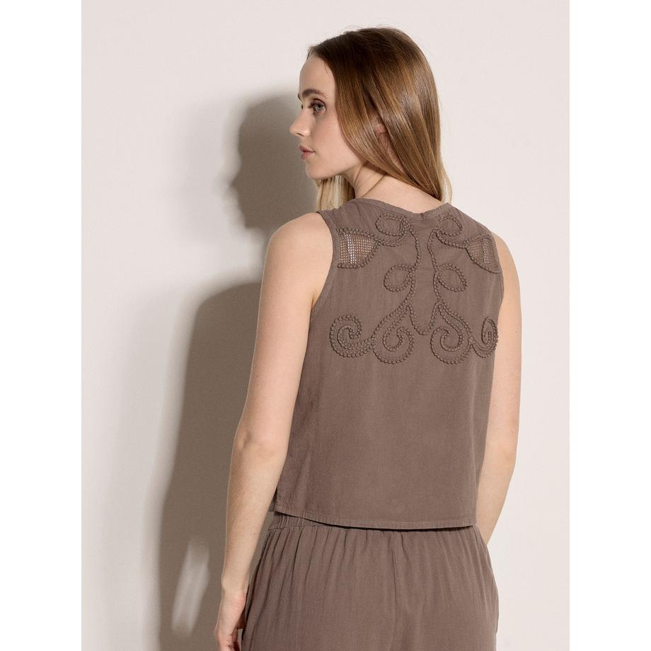 APRICOT Besticktes Baumwoll Oberteil  