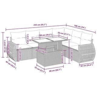 VidaXL Ensemble de canapés de jardin rotin synthétique  