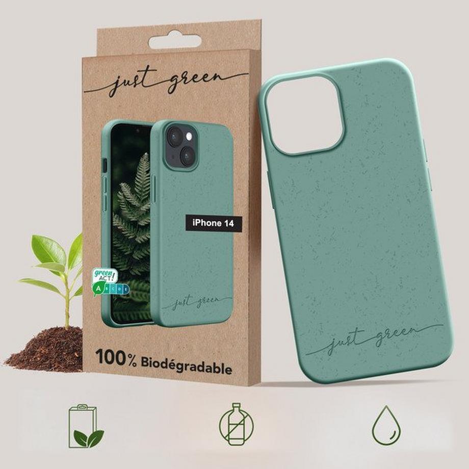 Just green  Coque iPhone 14 Recyclable Vert Foncé 
