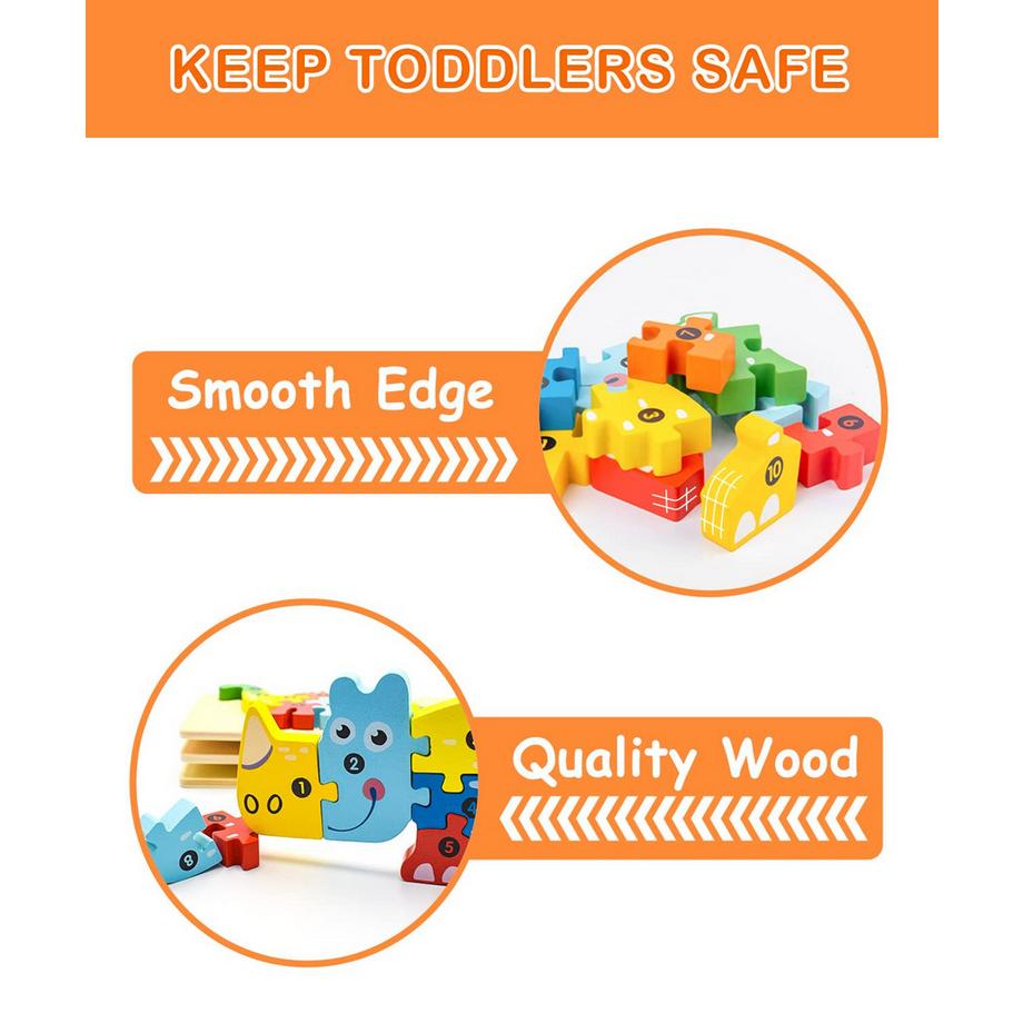 Activity-board  Holzpuzzle für Kleinkinder mit 4 Tiermustern, Lernspielzeug 