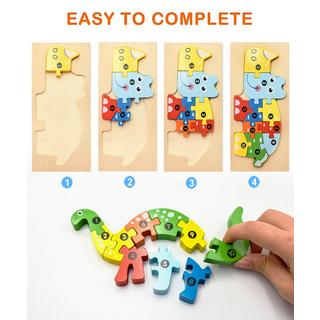 Activity-board  Holzpuzzle für Kleinkinder mit 4 Tiermustern, Lernspielzeug 