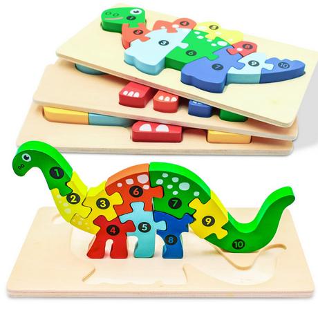 Activity-board  Holzpuzzle für Kleinkinder mit 4 Tiermustern, Lernspielzeug 