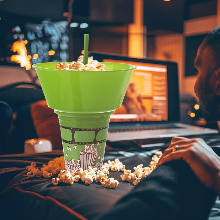 Orion  Becher mit Schale für Popcorn – praktische Lösung für Filmabende 