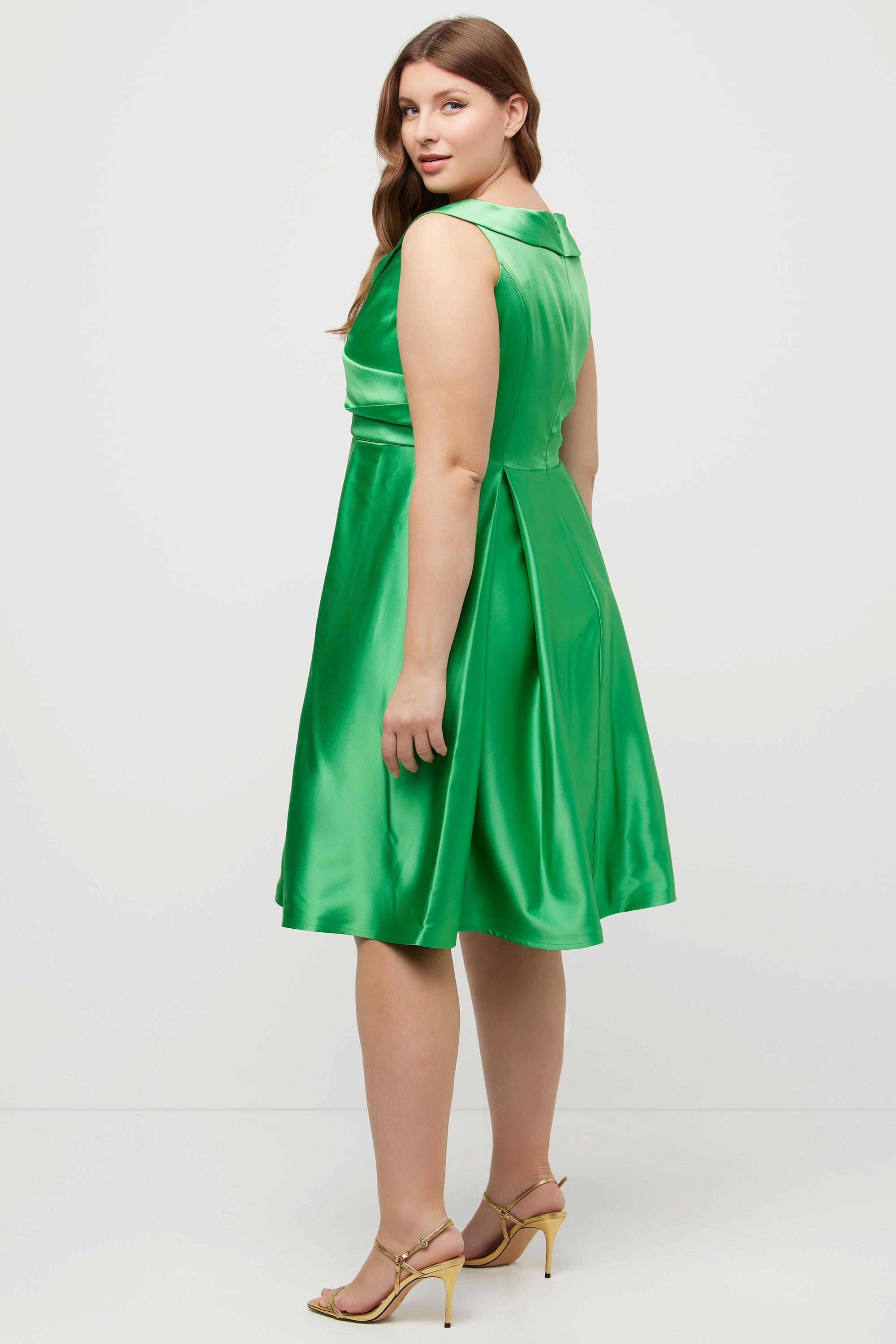 Ulla Popken Abito da Sera Linea A Drappeggiato Senza Maniche  