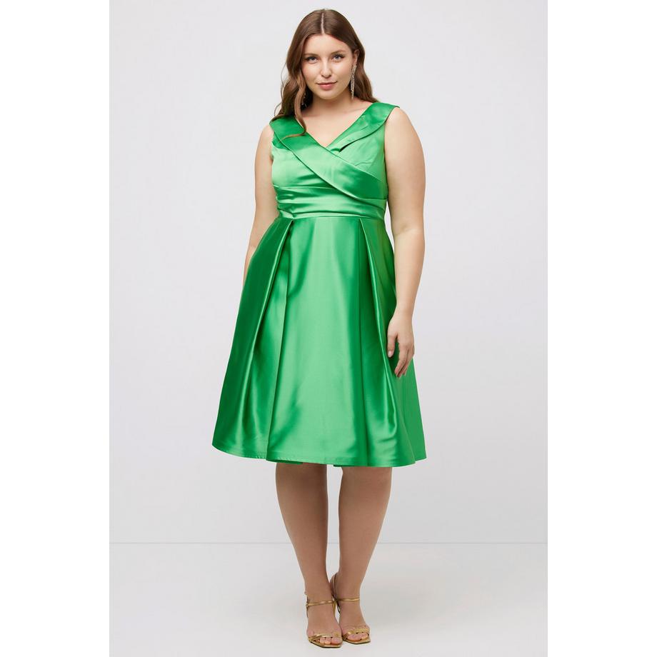 Ulla Popken Drapiertes A-Linien Ärmelloses Abendkleid  