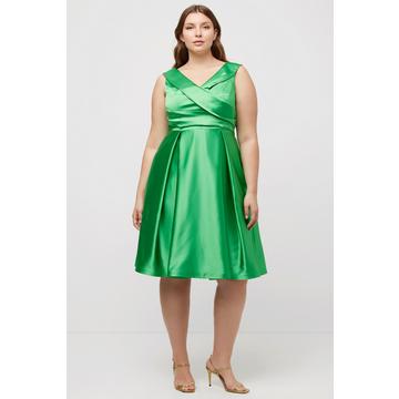 Abendkleid, A-Linie, drapiert, V-Ausschnitt, ärmellos