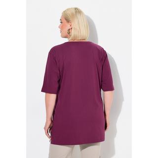 Ulla Popken  T-shirt à manches courtes et col V, coupe Relaxed Fit 