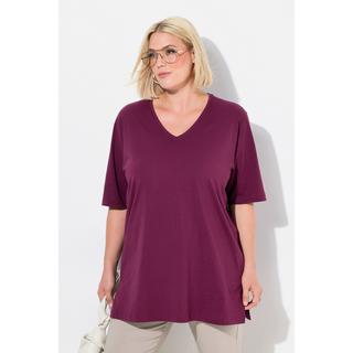 Ulla Popken  T-shirt à manches courtes et col V, coupe Relaxed Fit 