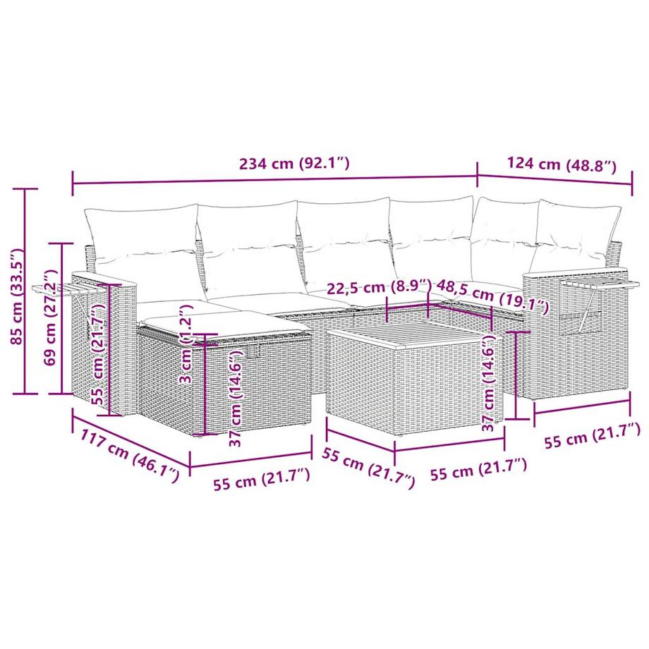 VidaXL Ensemble de canapés de jardin rotin synthétique  