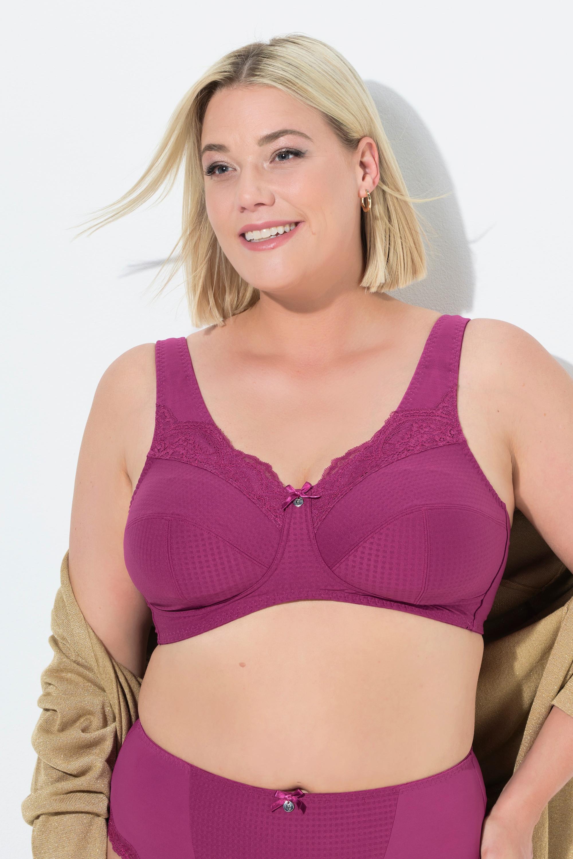 Ulla Popken Reggiseno sostenitivo senza ferretto pizzo coppa C-G  