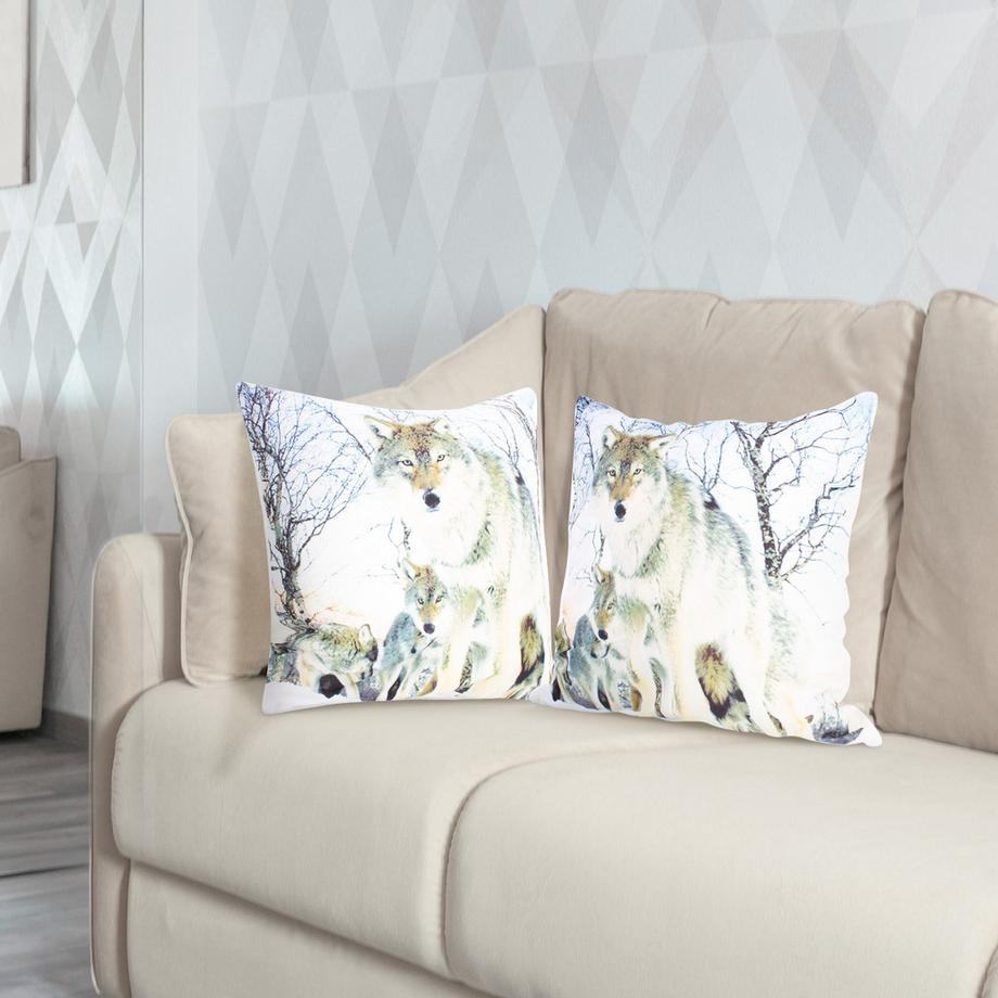 Avizar 2 Stk. Kissenbezüge Wolfsrudel  