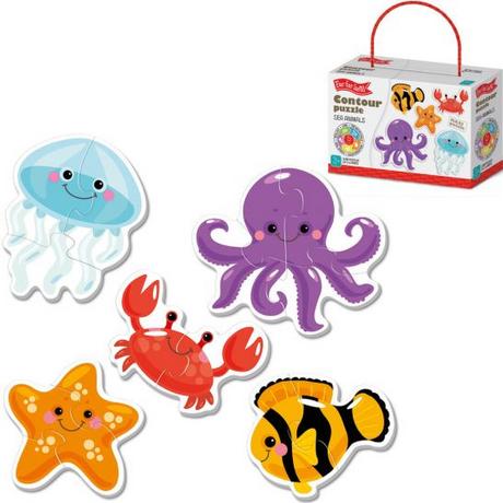 Montessori  Puzzle Montessori – Animaux marins (multicolore, Petit, à partir de 1 an) 