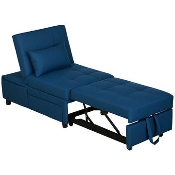 Divano letto 3 in 1 con funzione letto, divano letto estraibile, poltrona letto con tasca laterale, schienale regolabile, portata fino a 150 kg, per soggiorno, camera da letto, blu