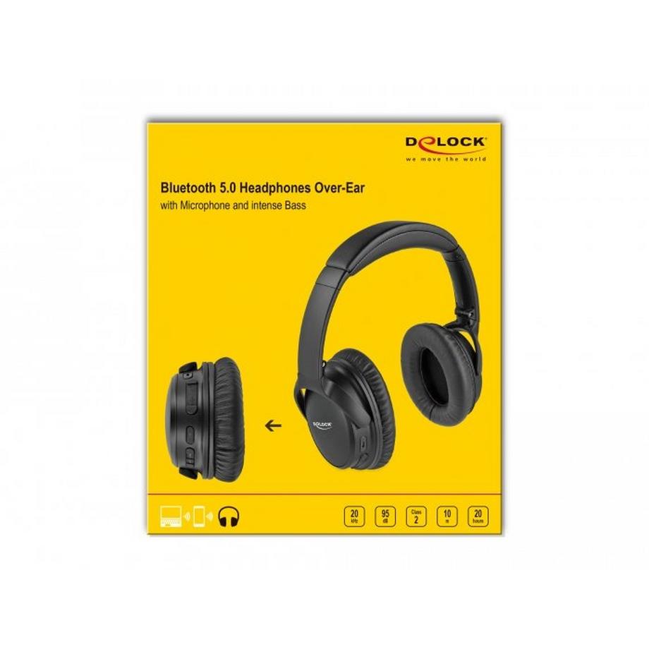 DeLock  DeLOCK 27181 écouteur/casque Avec fil &sans fil Arceau Appels/Musique Micro-USB Bluetooth Noir 