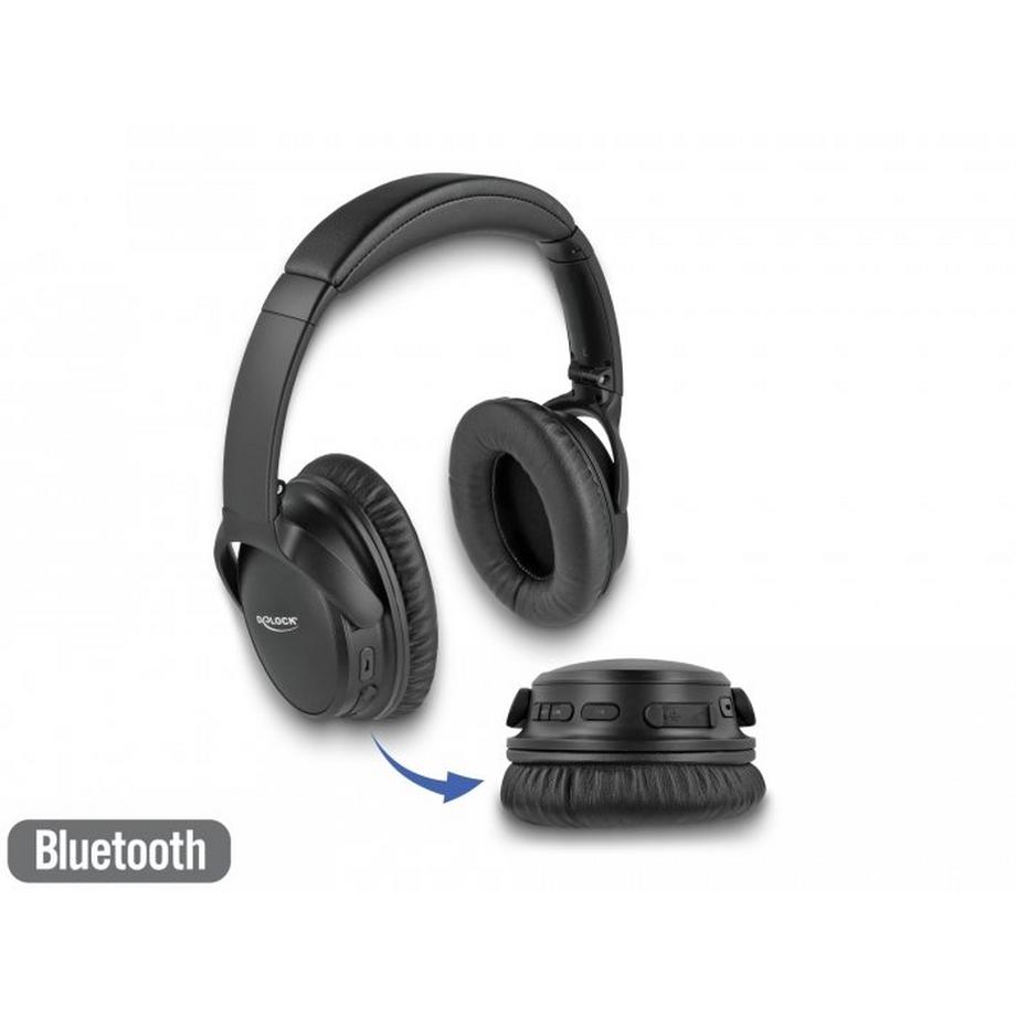 DeLOCK 27181 écouteur/casque Avec fil &sans fil Arceau Appels/Musique Micro-USB Bluetooth Noir