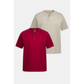 JP1880  Henleys, Basic, 2er-Pack, Rundhals, Knopfleiste 