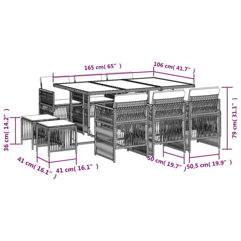 VidaXL Ensemble de salle à manger de jardin rotin synthétique  