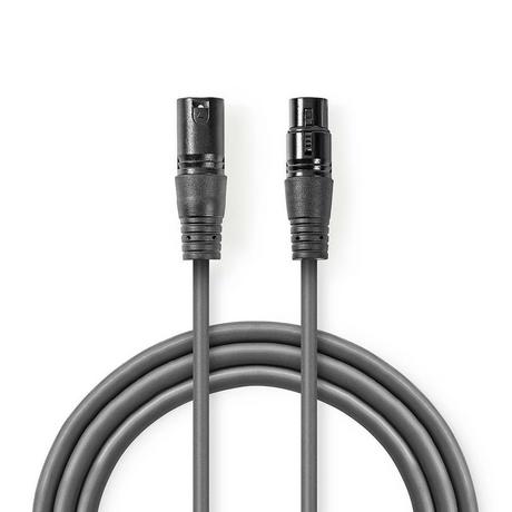 Nedis  Symmetrisches Audiokabel | XLR 3-poliger Stecker | XLR 3-polige Buchse | Vernickelt | 1,50 m | Rund | PVC | Dunkelgrau | Papphülle 