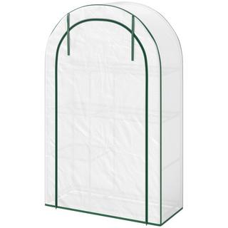 Northio Serre avec porte de toit ronde, étagères, serre en feuille d'acier résistante à l'hiver, serre pour balcon, jardin, abri à tomates 100 x 45 x 160 cm, serre à tomates pour tomates, légumes, fleurs, blanc  