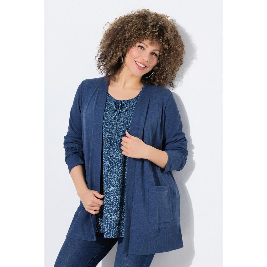 Ulla Popken Waffelstruktur Offene Langarm Sweatjacke  